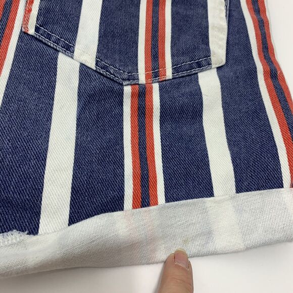 Urban Outfitters | BDG Womens Mom High Rise Cuffed Jean Shorts Stripe Size 30 - Picture 8 of 9